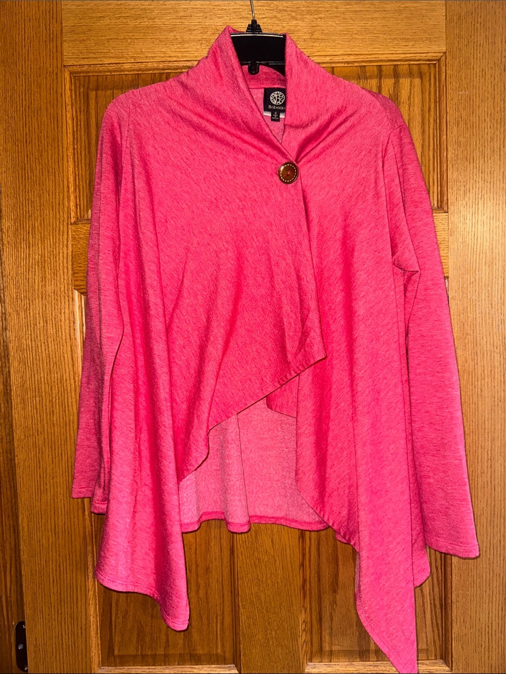Women's Pink Draped Button Front Sweater Cardigan